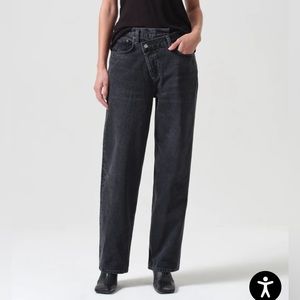 Agolde crisscross straight leg jean black size 29